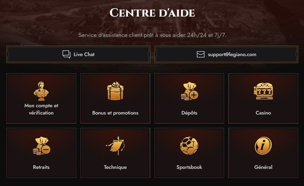 Assistance du casino Legiano