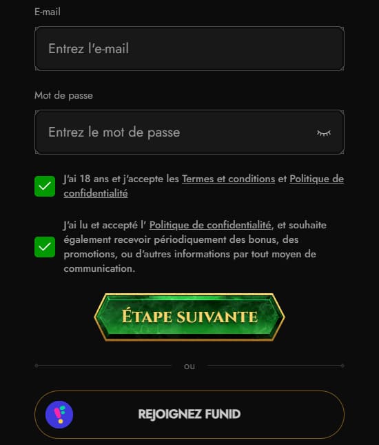 Inscription au Casino Legiano
